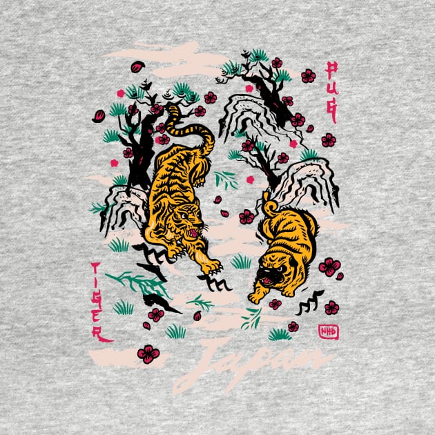 Tiger and Pug Japanese style by nokhookdesign